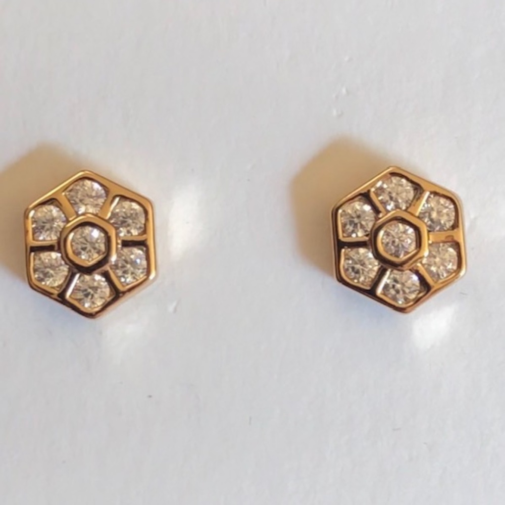 Honeycomb CZ Studs | 14K Gold over Silver